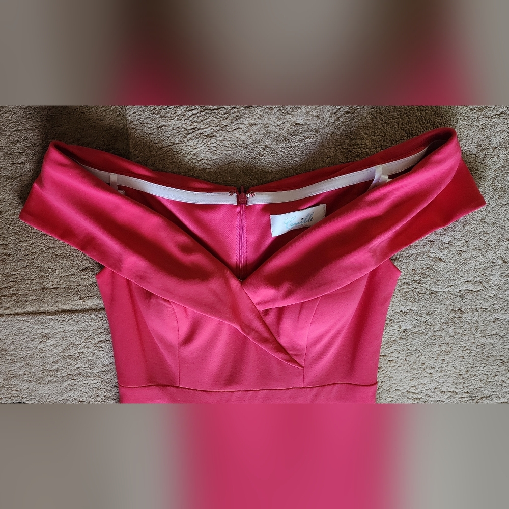 Pretty in Pink Off the shoulder Dress. SIZE: 6 COLOR: Pink - Picture 3 of 8